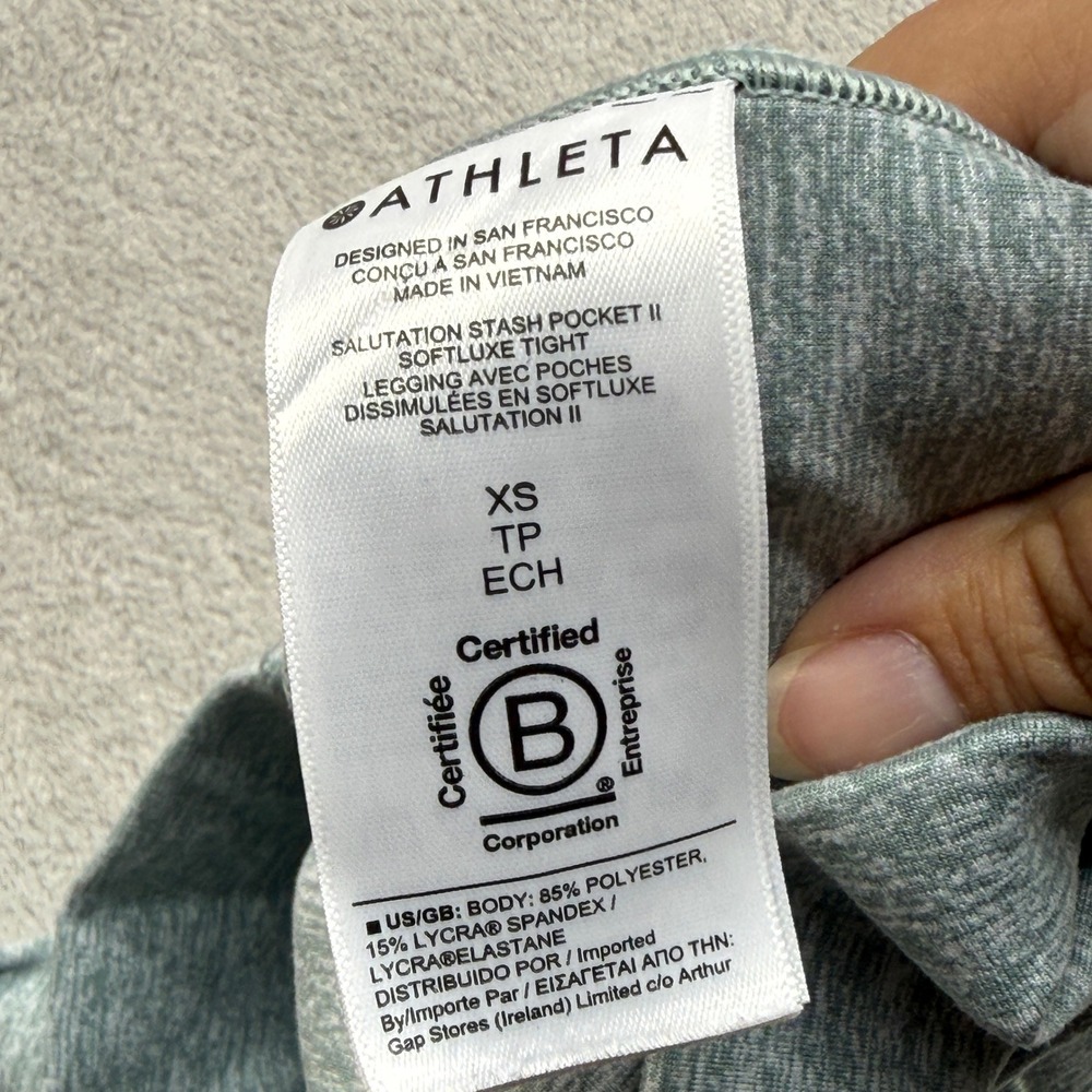 Athleta Salutation Stash Pocket II Softluxe Tight Women XS Grey Leggings Pilates - Picture 7 of 11